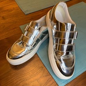 Zara Woman mirror Silver sneakers - 9 (39) 💎